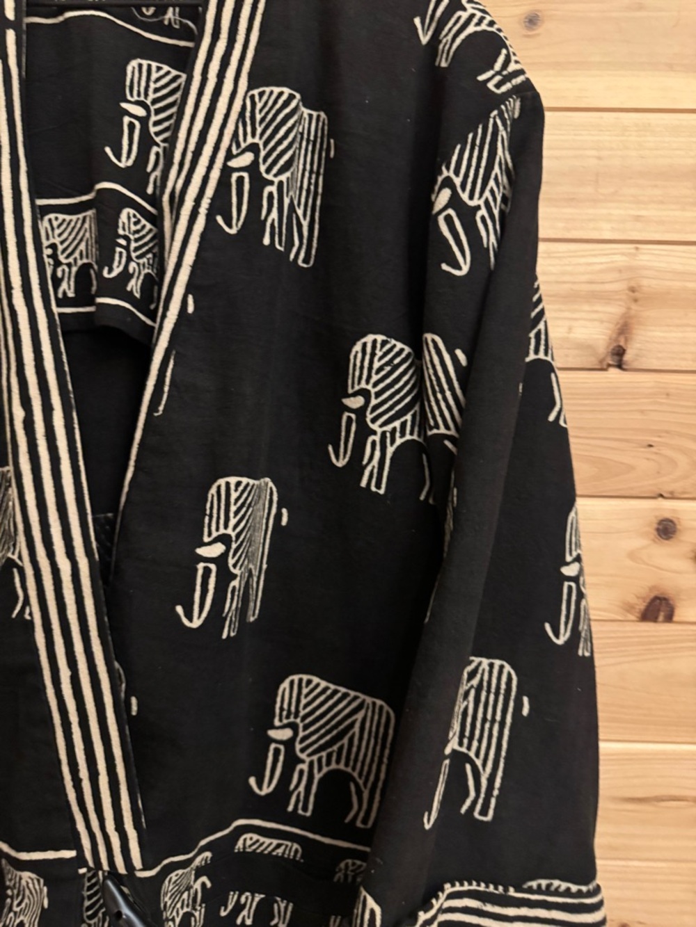 Vintage 90’s Large Art To Wear Thick Cotton Elephant Kimono Robe Pockets Boho - Picture 5 of 11